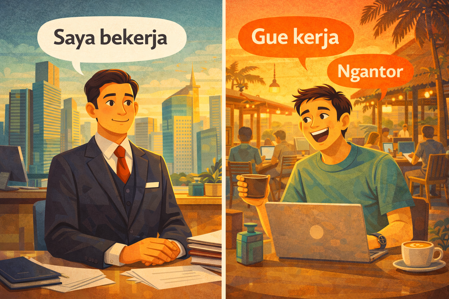 How to Say 'Bekerja' in Casual Indonesian (Kerja vs Ngantor)