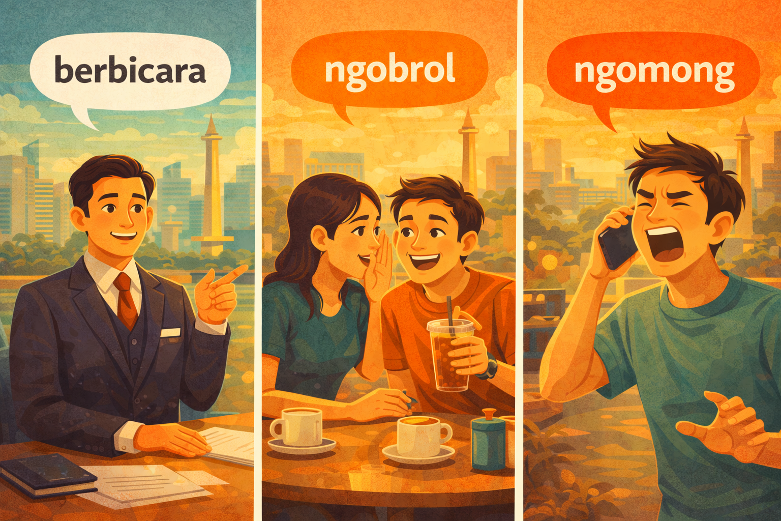 How to Say 'Berbicara' in Casual Indonesian (Ngomong, Ngobrol, Bicara)
