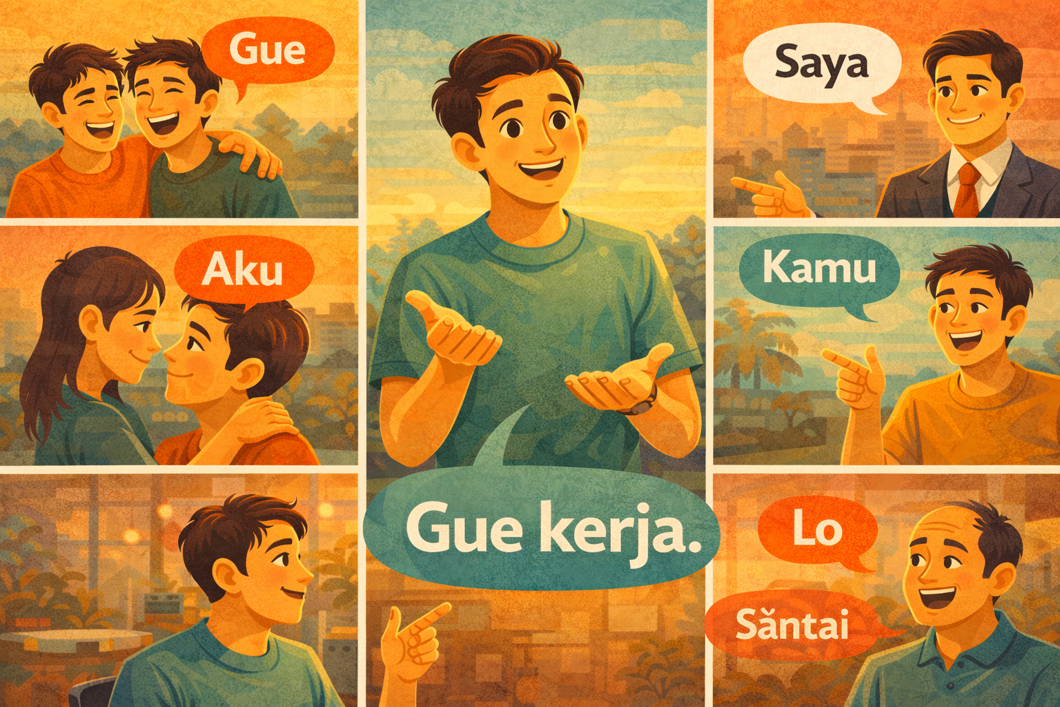 Indonesian Pronoun Cheat Sheet: Saya/Aku/Gue and When to Use Each